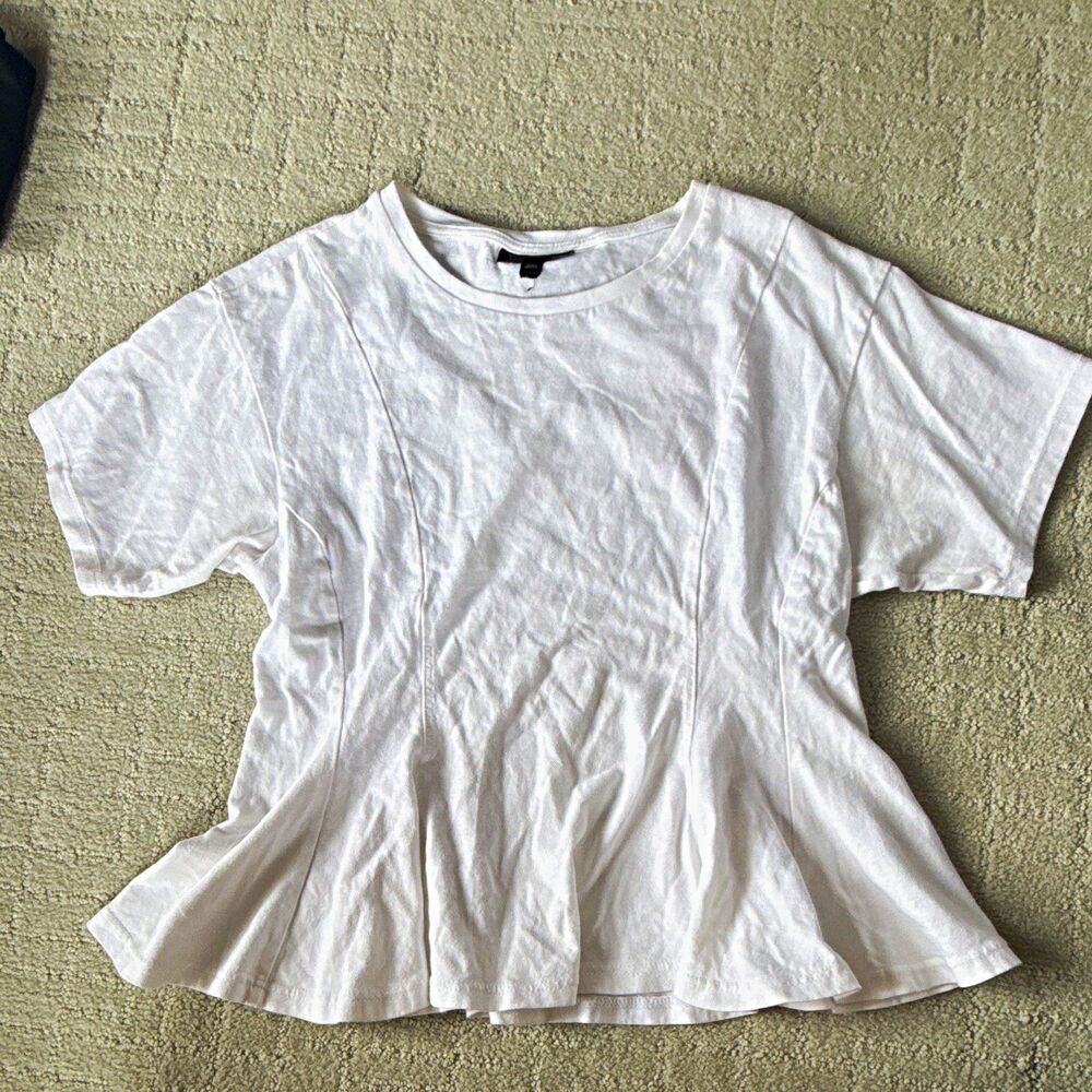 Topshop 100% Cotton Knit Crew Neck Short Sleeve Women’s White T-Shirt Sz 4